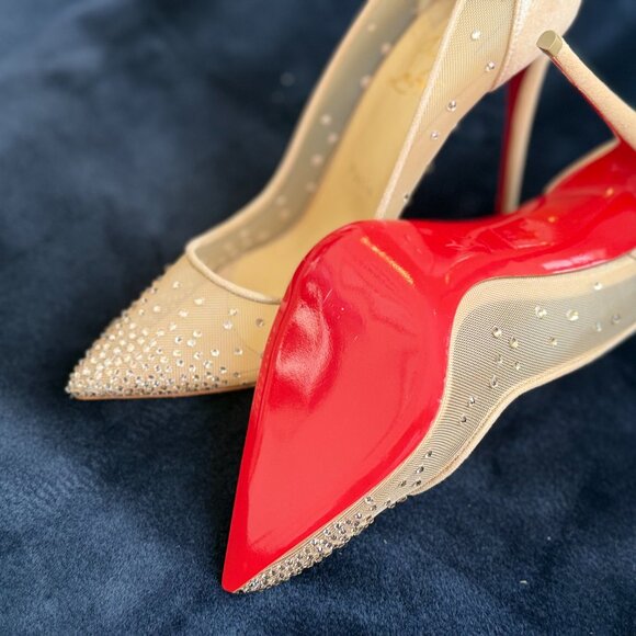 Christian Louboutin Follies 100MM Mesh Strass Pumps - Picture 5 of 6